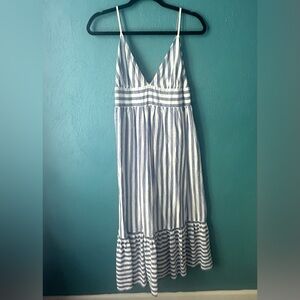 J. Crew blue white striped dress size large